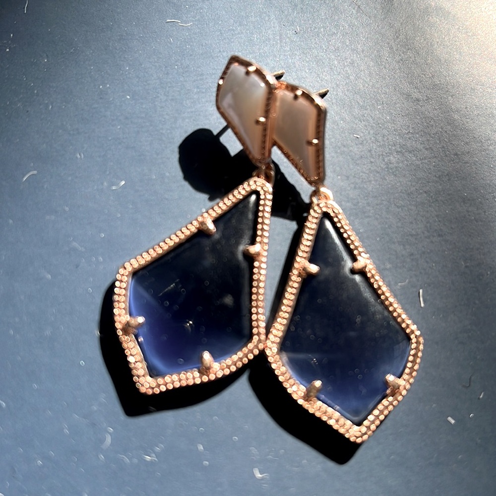Kendra Scott blue and white rose gold classic drops